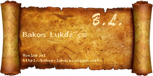 Bakos Lukács névjegykártya